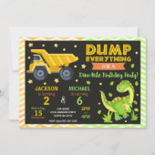 Construction & Dinosaur Joint Birthday Invitation (Devant)