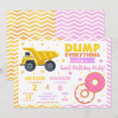 Construction & Donuts Joint Birthday Invitation (Devant / Derrière)