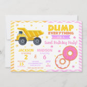 Construction & Donuts Joint Birthday Invitation Kaart (Voorkant)