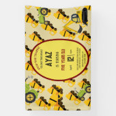 Construction Dump Truck Party Boy Birthday  Spandoek (Verticaal)