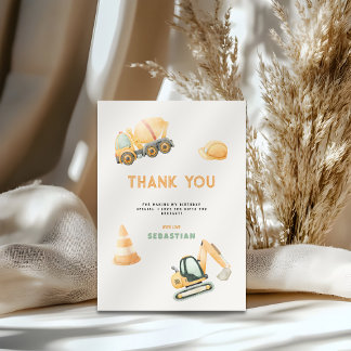 Construction Dump Truck Party Boy First Birthday Bedankkaart