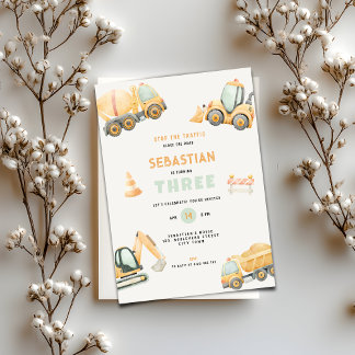 Construction Dump Truck Party Boys Birthday Kaart