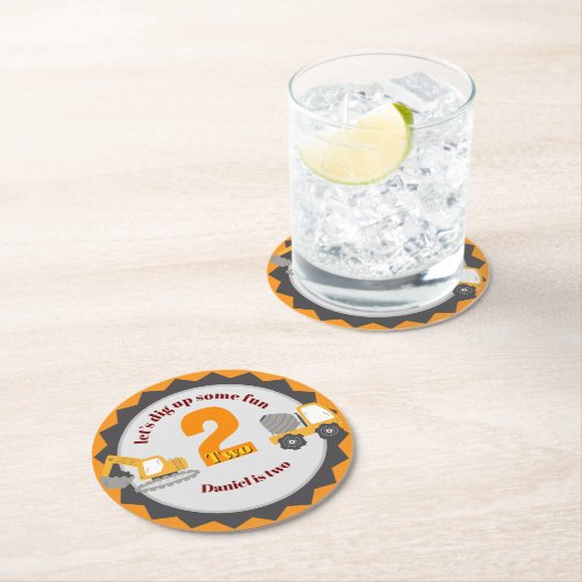 Construction Dump Truck Ronde Kartonnen Onderzetter (Insitu)