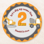 Construction Dump Truck Ronde Kartonnen Onderzetter (Voorkant)