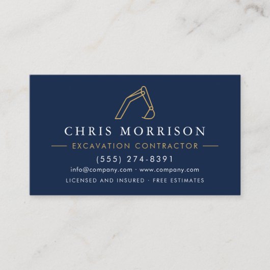 Construction Excavation Operator QR Code Visitekaartje (Voorkant)