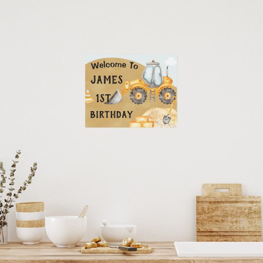 Construction Excavator 1er Affiche de bienvenue d' (Cuisine)