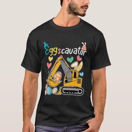 Construction Excavator Easter Day Egg Hunt for Boy T-shirt (Voorkant)