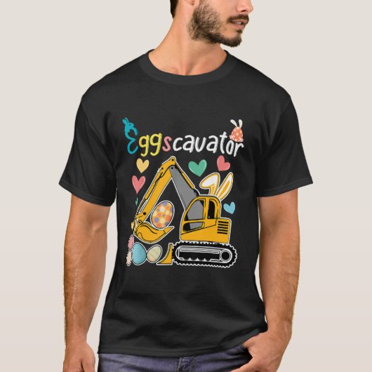Construction Excavator Easter Day Egg Hunt for Boy T-shirt (Voorkant)