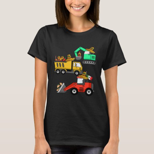 Construction Excavator Taco Mexican Crane Cinco De T-shirt (Voorkant)