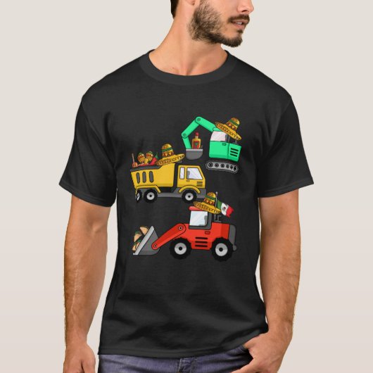 Construction Excavator Taco Mexican Crane Cinco De T-shirt (Voorkant)