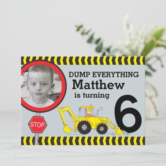 Construction garçons 6e anniversaire invitation fê (Debout devant)