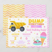 Construction & Ice Cream Joint Birthday Invitation (Devant / Derrière)