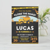 Construction Invitation for Birthday Party Zone Kaart (Staand voorkant)