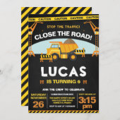 Construction Invitation for Birthday Party Zone Kaart (Voorkant / Achterkant)