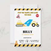 Construction Jaune 4E Invitation anniversaire (Devant)