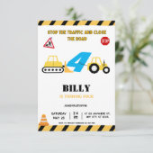 Construction Jaune 4E Invitation anniversaire (Debout devant)