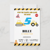 Construction Jaune 5E Invitation anniversaire (Devant)