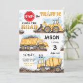 Construction Jaune et Noire Invitation Anniversair (Debout devant)