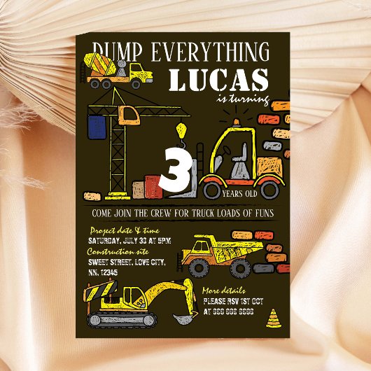 Construction main dessinée Invitation Anniversaire