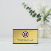 Construction Metal Framed Monogram Faux Gold Foil Visitekaartje (Staand voorkant)