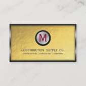 Construction Metal Framed Monogram Faux Gold Foil Visitekaartje (Voorkant)