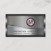 Construction Metal Framed Monogram Silver Metal Visitekaartje (Voorkant)