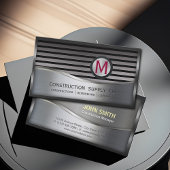 Construction Metal Framed Monogram Silver Metal Visitekaartje