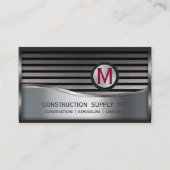 Construction Metal Framed Monogram Silver Metal Visitekaartje (Voorkant)
