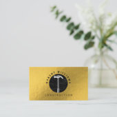 Construction Metal QR Code Black Metallic Gold Visitekaartje (Staand voorkant)