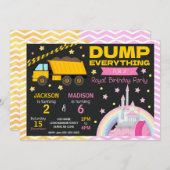 Construction & Princess Joint Birthday Invitation (Devant / Derrière)