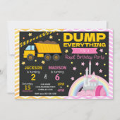 Construction & Princess Joint Birthday Invitation Kaart (Voorkant)