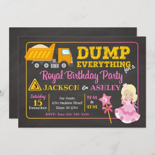 Construction & Princesse Invitation conjointe Anni (Devant / Derrière)