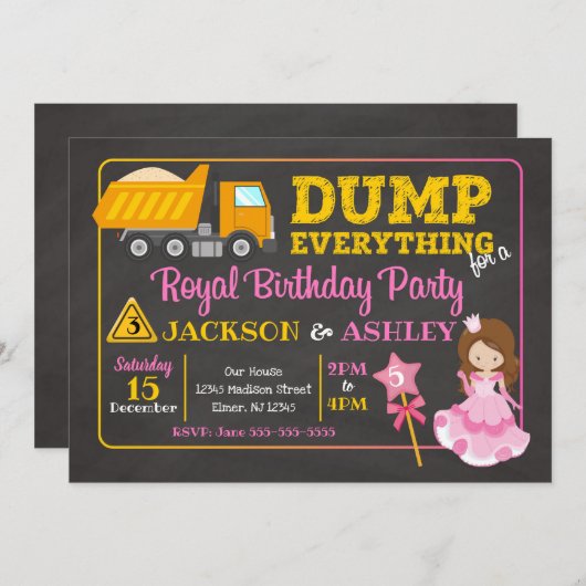 Construction & Princesse Invitation conjointe Anni (Devant / Derrière)