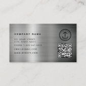 Construction QR Code Metallic Silver Metal Visitekaartje (Achterkant)