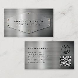 Construction QR Code Metallic Silver Metal Visitekaartje