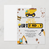 Construction Theme 3rd Birthday Invitation Dirty 3 (Devant / Derrière)