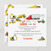 Construction Thème Anniversaire Fête Invitation (Devant / Derrière)