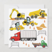 Construction Thème Anniversaire Fête Invitation (Dos)