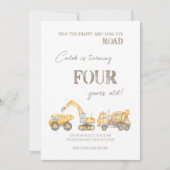 Construction Theme Fourth Birthday Invitation (Devant)