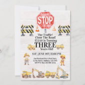 Construction Themed Children's Birthday Invitation (Devant)