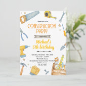 Construction Tools theme invitation Kaart (Staand voorkant)