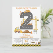 Construction Truck 2nd Birthday Invitation (Debout devant)