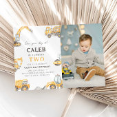 Construction Truck 2nd Birthday Photo Invitation