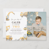 Construction Truck 2nd Birthday Photo Invitation (Devant)