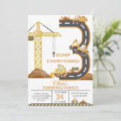 Construction Truck 3rd Birthday Invitation (Debout devant)