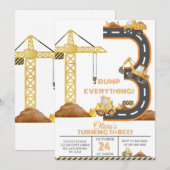 Construction Truck 3rd Birthday Invitation (Devant / Derrière)