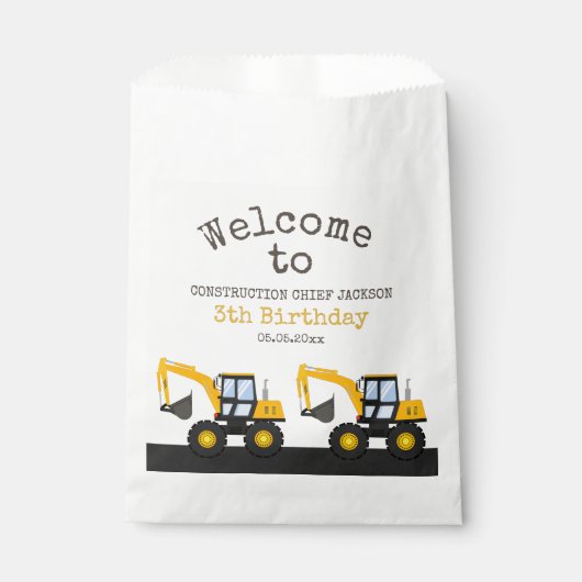 Construction Truck Birthday | Personalized Décor Bedankzakje (Voorkant)