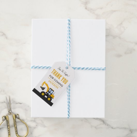 Construction Truck Birthday | Personalized Décor Cadeaulabel (Met Touw)
