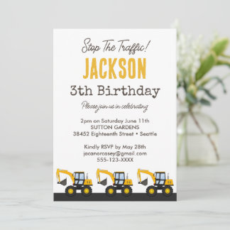 Construction Truck Birthday | Personalized Décor Kaart