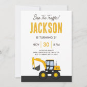 Construction Truck Birthday | Personalized Décor Kaart (Voorkant)